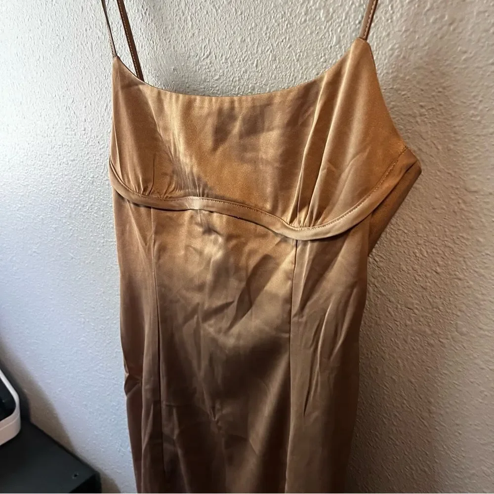 Emory Park Taupe Silky Mini Dress - Picture 2 of 4